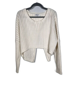 TIGER MIST WOMENS KNIT OPEN BACK SWEATER WHITE LARGE